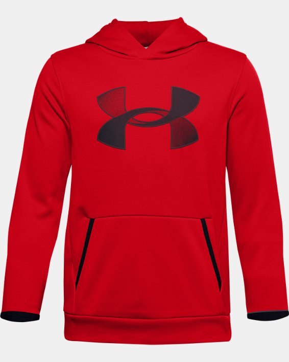 Boys' Armour Fleece® Big Logo Hoodie, Red, pdpMainDesktop image number 0